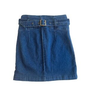 FREE PEOPLE Denim mini skirt with belt